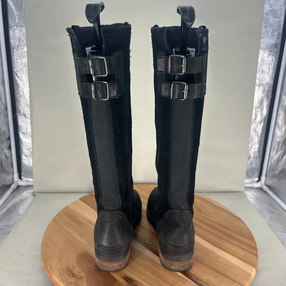 Sorel Danica Tall Black Leather Suede Riding Boots NL2740-011 Womens Size 7.5